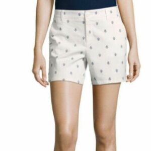 White Shorts with Blue Pattern